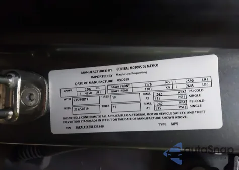 2019 GMC Terrain Denali z USA, uszkodzony, nr VIN 3GKALXEX5KL325540